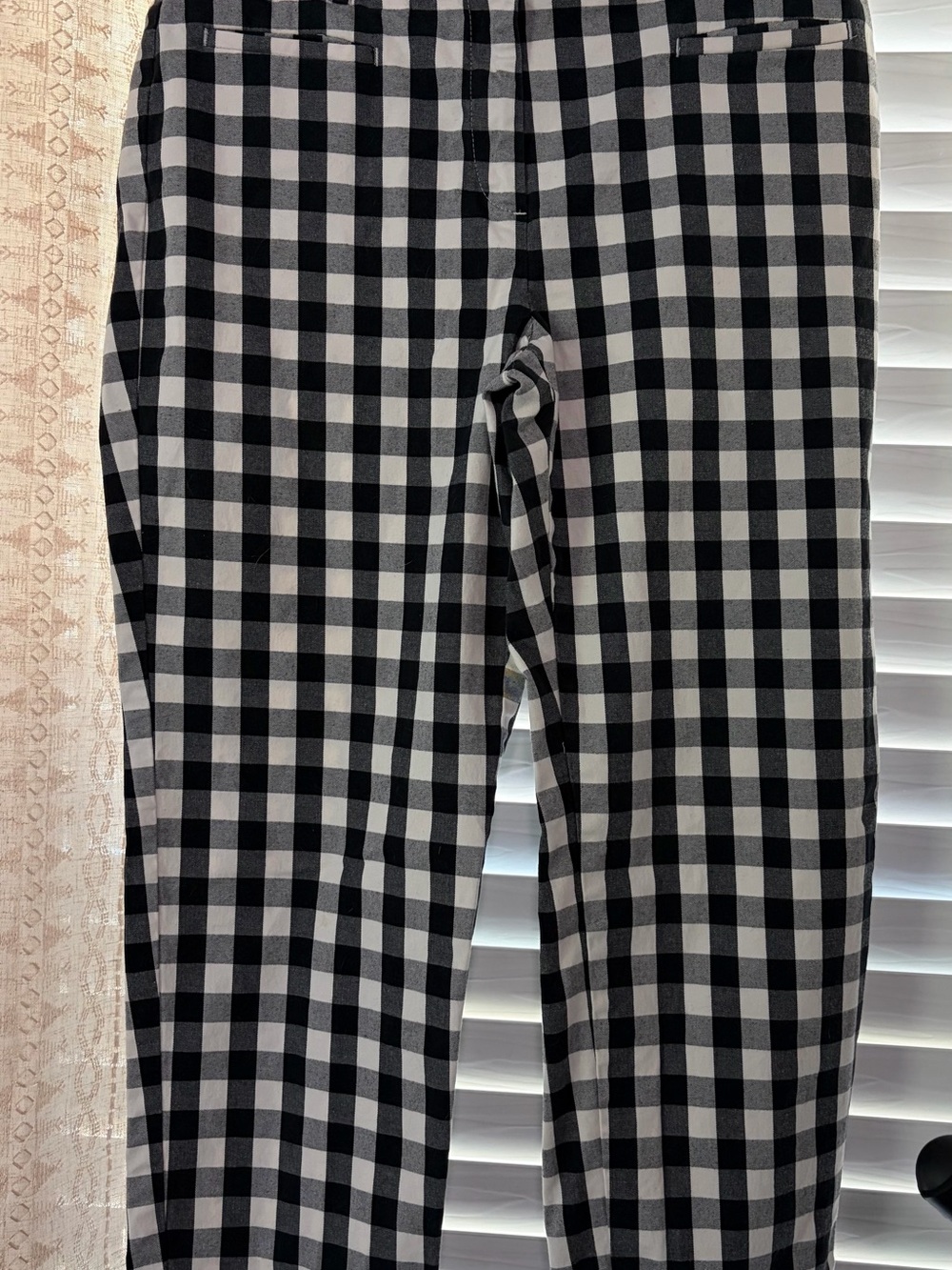 Ann Taylor Black and White Gingham Curvy Fit Pants